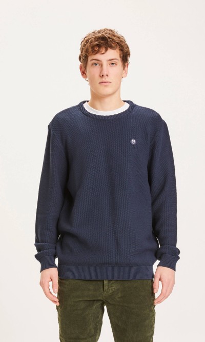 Pullover Knowledge Cotton Apparel Field O-Neck Pique Badge Knit