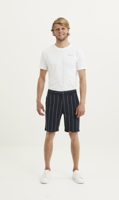 Chino-Shorts Knowledge Cotton Apparel Chuck Pin Striped Shorts Total Eclipse