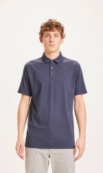 Polo Shirt Knowledge Cotton Apparel Rowan Tone-In-Tone Striped Total Eclipse