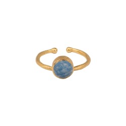 Ring Protsaah Round Blue Quartz Stackable Gold (RN-M-001-RD-AU-BQ)