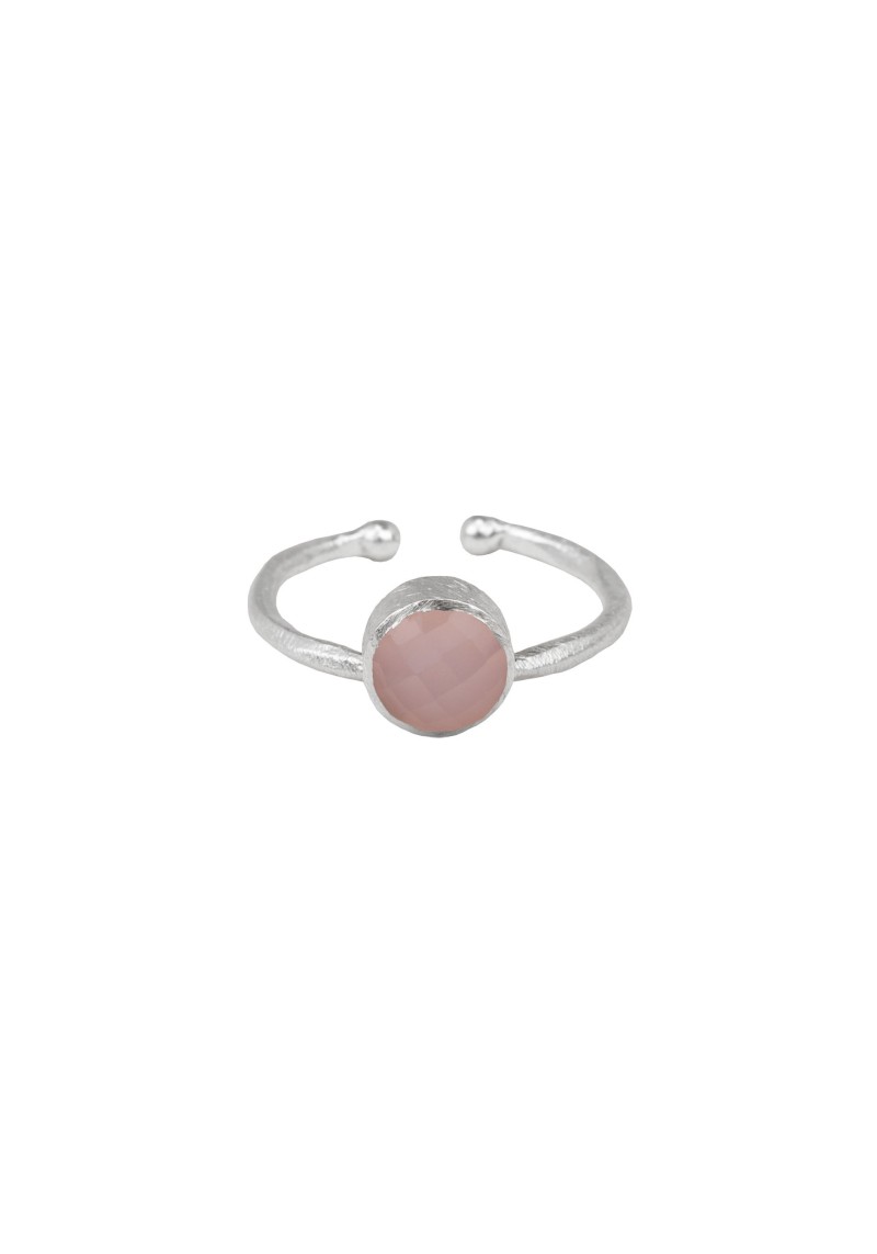 Ring Protsaah Round Pink Calcedony Stackable Silver (RN-M-001-RD-AG-PC)