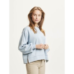 Sweatshirt Knowledge Cotton Apparel Erica A-Shape Fashion Sweat Blue Fog