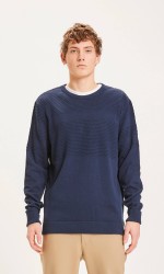 Strickpullover Knowledge Cotton Apparel Field Bobble Knit Total Eclipse