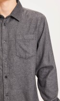 Hemd Knowledge Cotton Apparel Larch Regular Fit Heavy Flannel Shirt Dark Grey Melange
