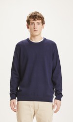 Pullover Knowledge Cotton Apparel Forrest O-Neck Merino Plain Knit Total Eclipse