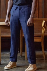 Hose About Companions Max Trousers Navy Winter Linen