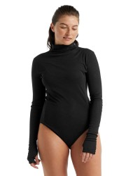 Langarm-Bodysuit mit Stehkragen icebreaker Queens Black
