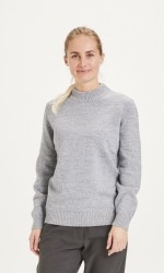 Strickpullover Knowledge Cotton Apparel Myrthe Lambswool Twisted High Neck Blue Fog
