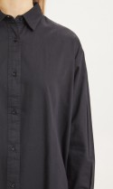 Hemdbluse Knowledge Cotton Apparel Lily Classic Volume Sleeve Shirt Black Jet