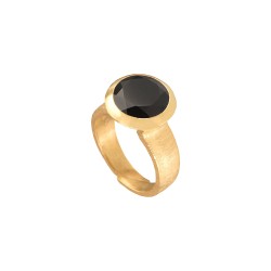 Ring Protsaah Round Black Onyx Stone gold