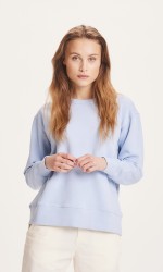 Damen-Sweatshirt Knowledge Cotton Apparel Daphne Basic Badge Sweat Chambray Blue