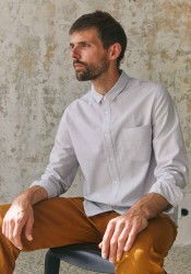 Hemd About Companions Simon Shirt Eco Oxford Striped Grey