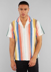 Kurzarmhemd Dedicated Marstrand Stripes Multi Color