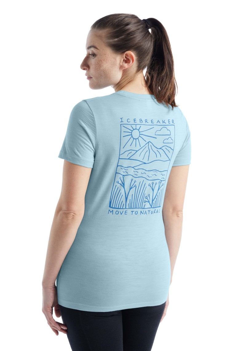 Damen-T-Shirt Tech Lite II icebreaker Mountain Lake SS Tee Haze