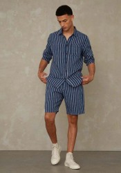 Leinen-Shorts Kings Of Indigo Cronus Linen Navy Stripe