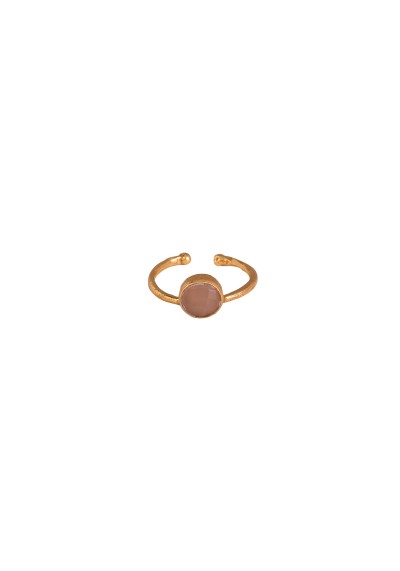 Ring Protsaah Round Peach Moonstone Stackable Gold (RN-M-001-RD-AU-PMS)