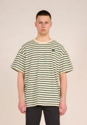 Oversized T-Shirt Knowledge Cotton Apparel Striped Trekking Green