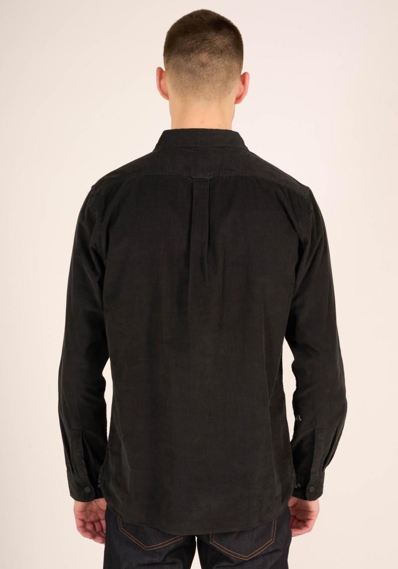 Cord-Hemd Knowledge Cotton Apparel Babycord Custom Fit Shirt Black Jet