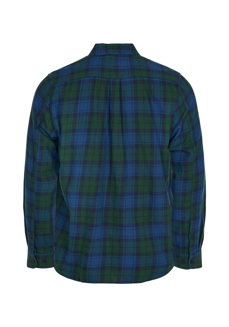 Stehkragen-Hemd Knowledge Cotton Apparel Light Flannel Checked Custom Fit Trekking Green