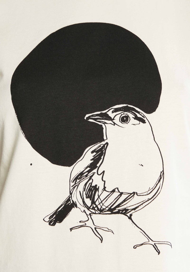 T-Shirt Dedicated Visby Stina Bird Circle Oat White