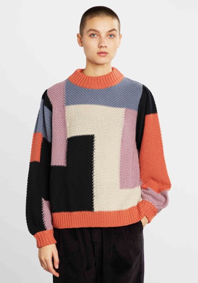 Sweater Dedicated Rutbo Blocks Multi Berry