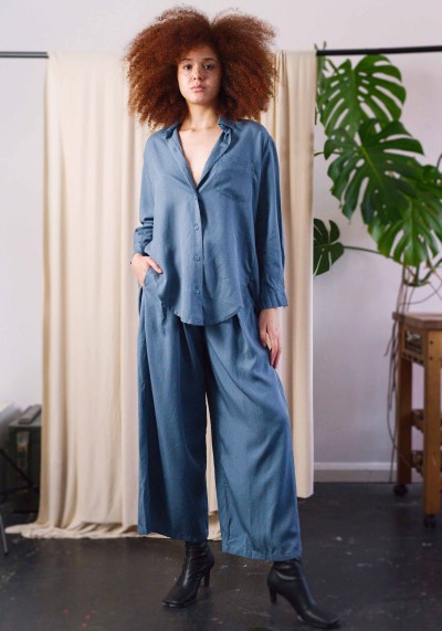 Hose Cossac Flared Trousers Vintage Blue