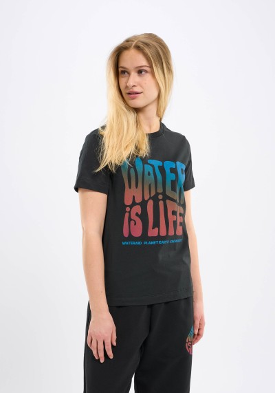 T-Shirt Knowledge Cotton Apparel Wateraid Black Jet
