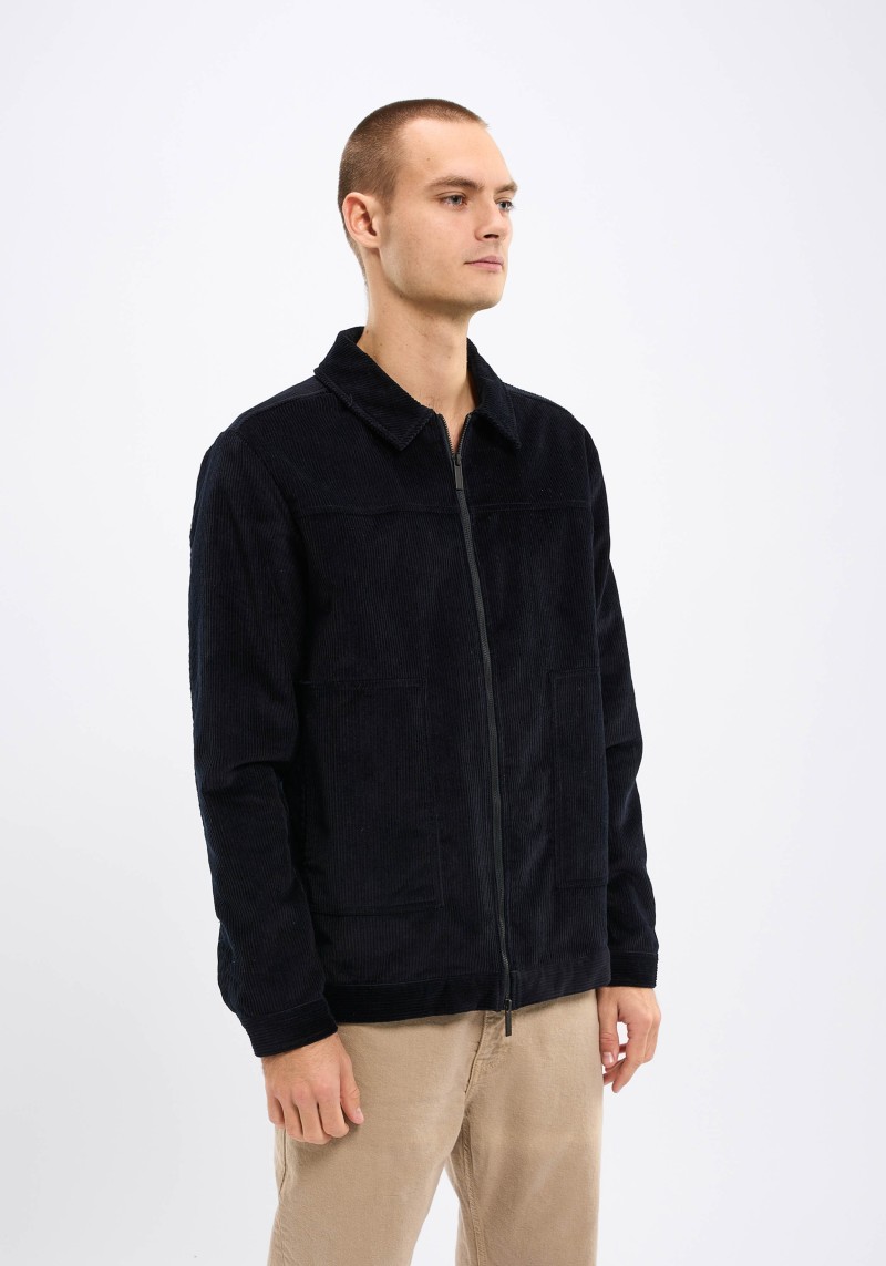 Zip-Corduroy-Overshirt Knowledge Cotton Apparel 8-Wales Total Eclipse