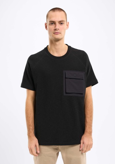 Oversized-T-Shirt Knowledge Cotton Apparel O-Neck Black Jet