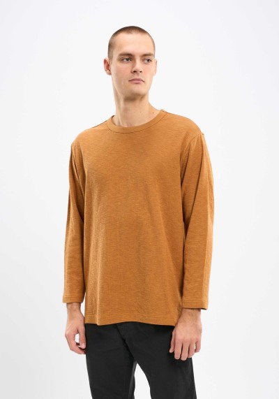 Longsleeve Knowledge Cotton Apparel Double Layer O-Neck Brown Sugar